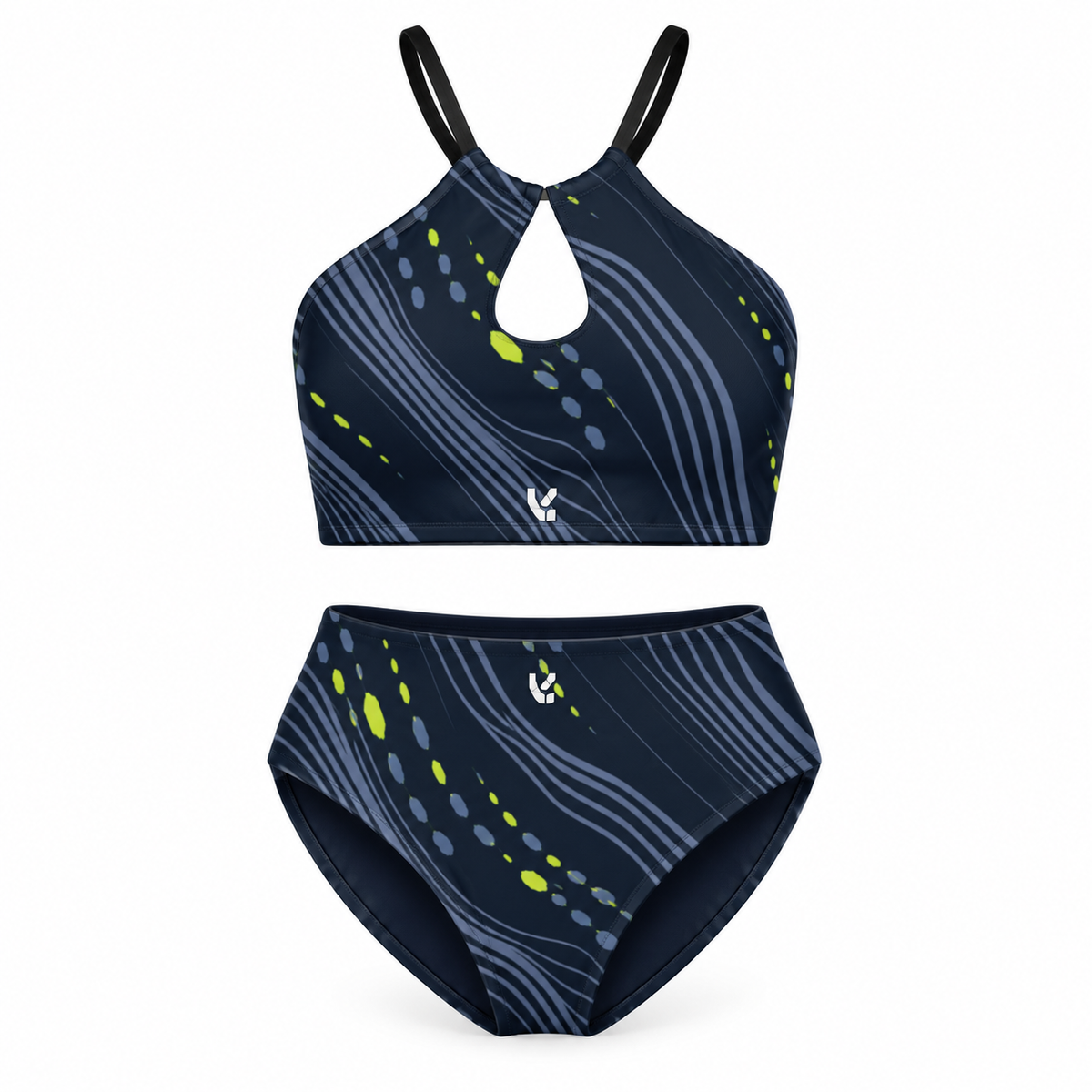 Swim Keyhole One-Piece – Midnight Chevron