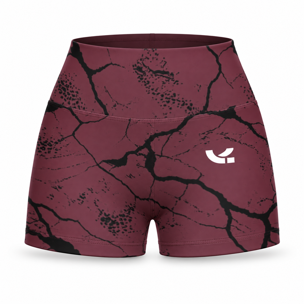 Yoga Ultra-Shorts – Burgundy Topographic