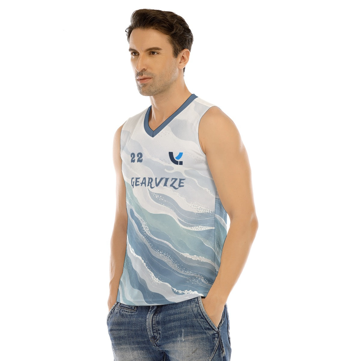 Basketball V-Neck Tank – Frost Fade