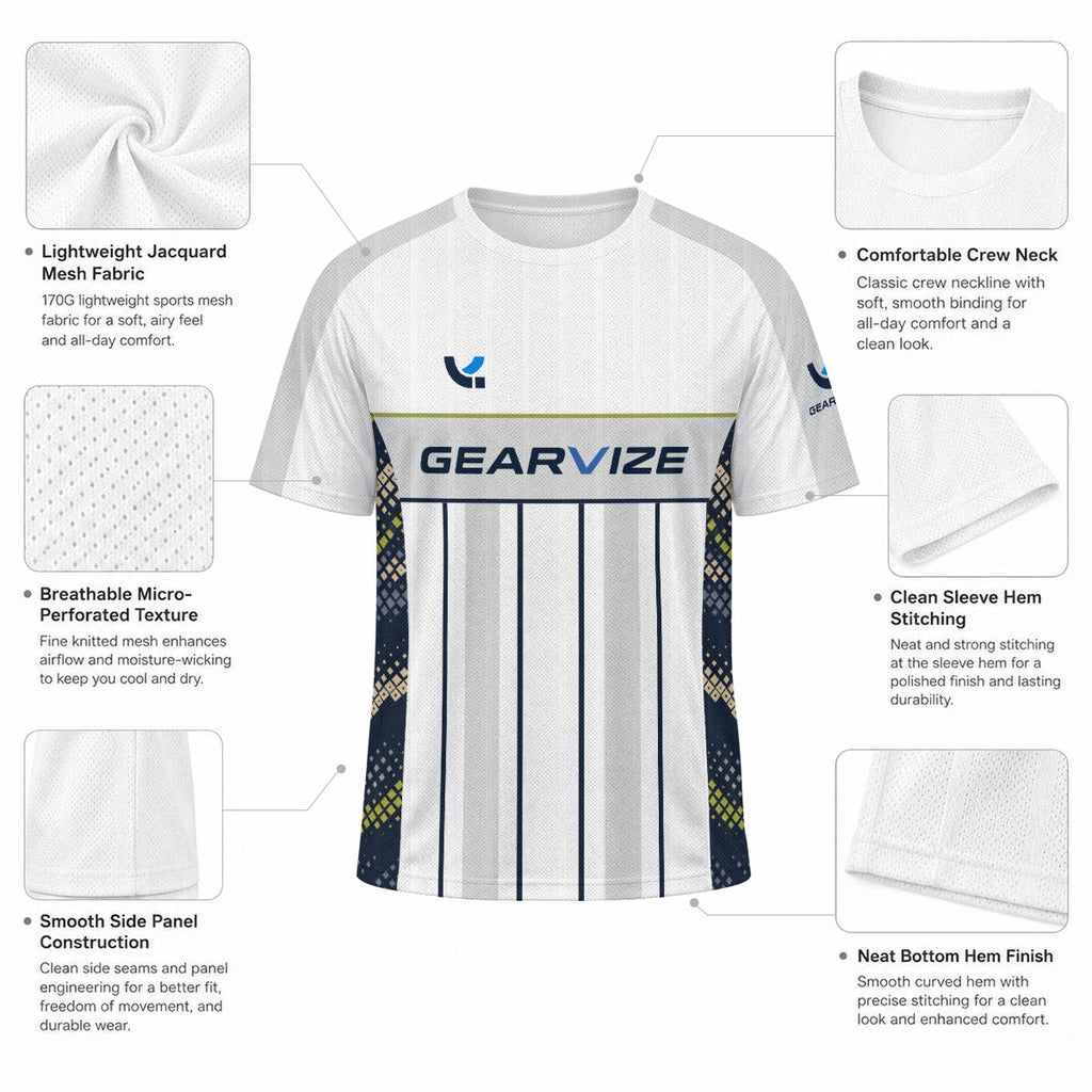 Soccer Jacquard Mesh Jersey – Navy Pinstripe
