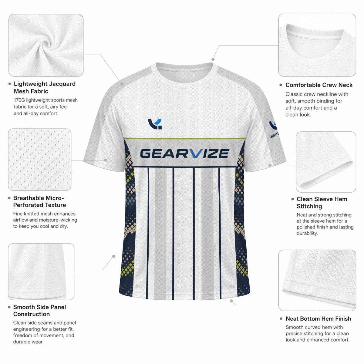 Soccer Jacquard Mesh Jersey – Navy Pinstripe