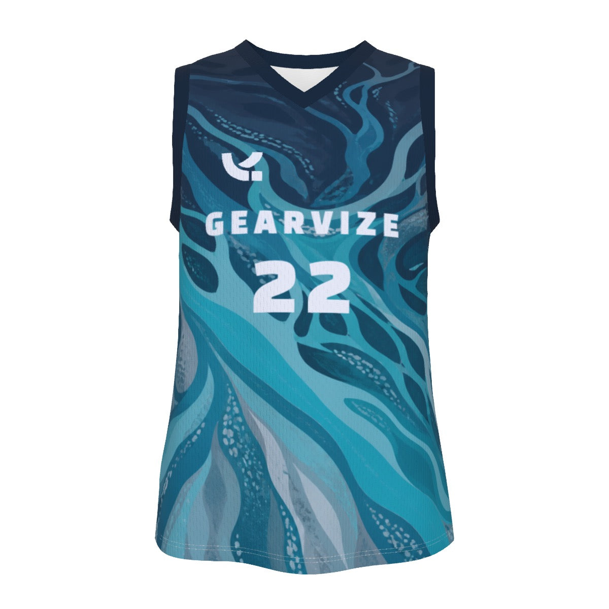 Basketball V-Neck Tank – Teal Wave
