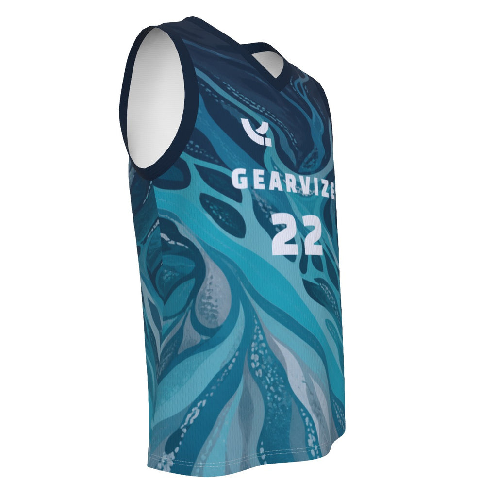 Basketball V-Neck Tank – Teal Wave