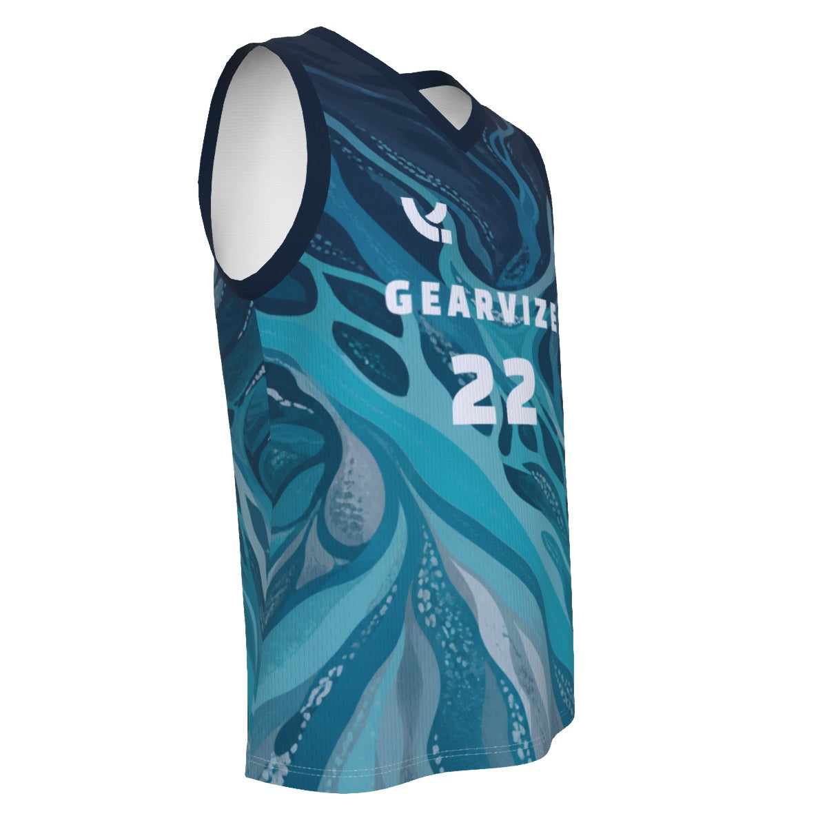 Basketball V-Neck Tank – Teal Wave