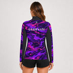 Tennis Stand-Collar Top – Violet Camo