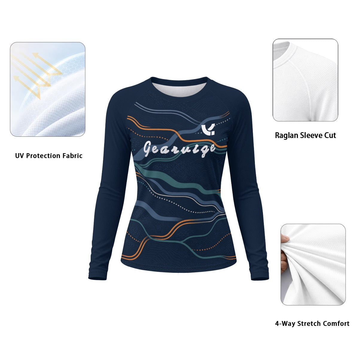 Tennis Raglan Top – Midnight Contour