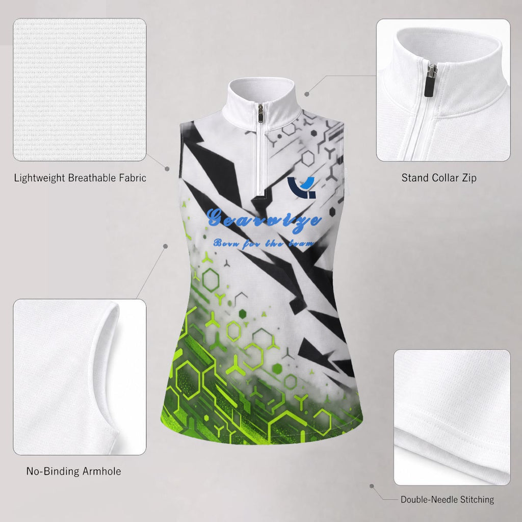 Badminton Sleeveless Polo – Lime Fragments