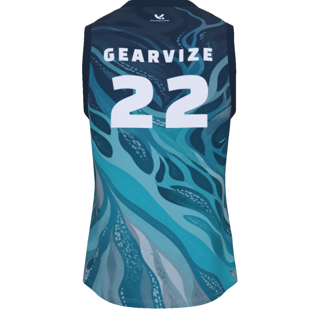 Basketball V-Neck Tank – Teal Wave