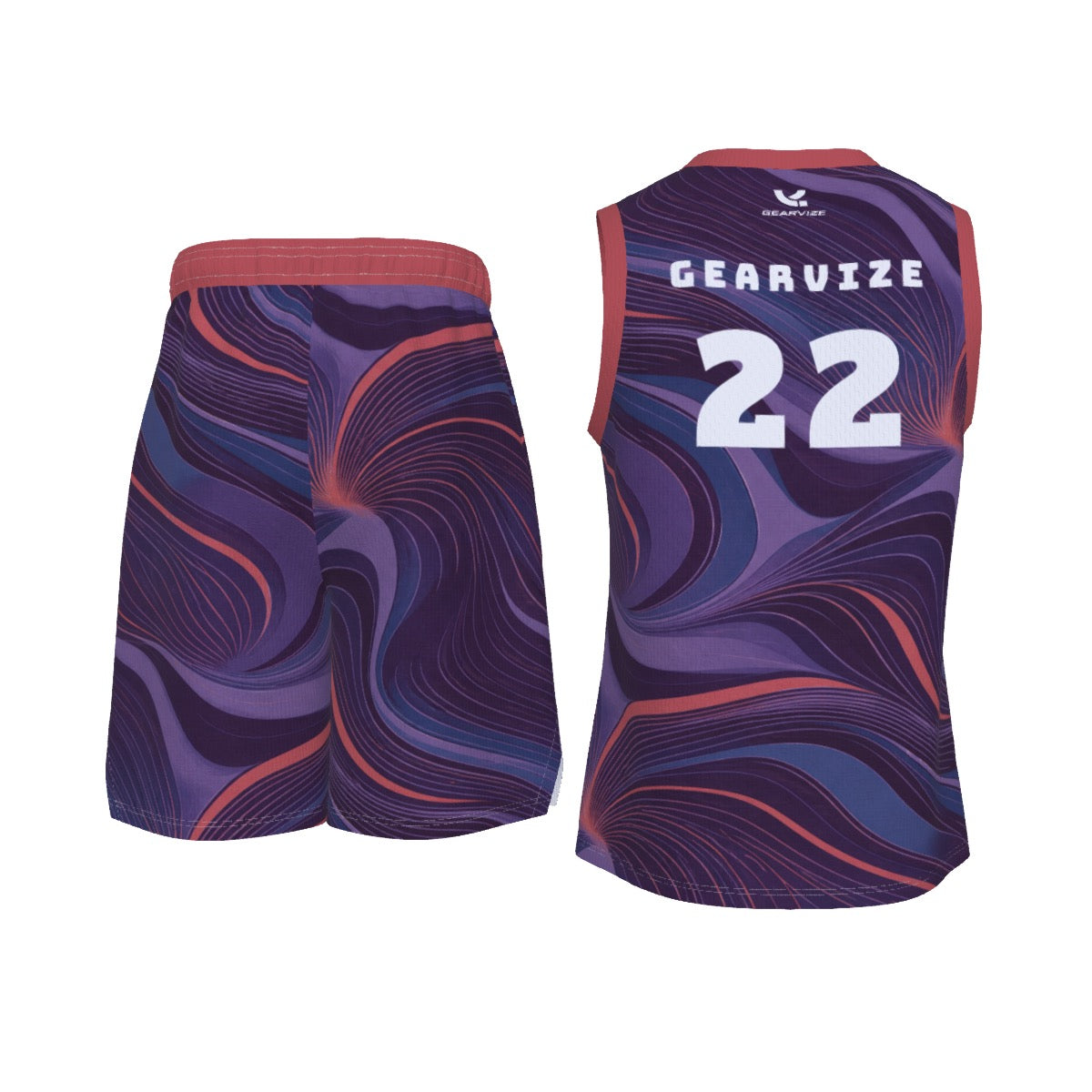 Basketball V-Neck Set – Violet Flow