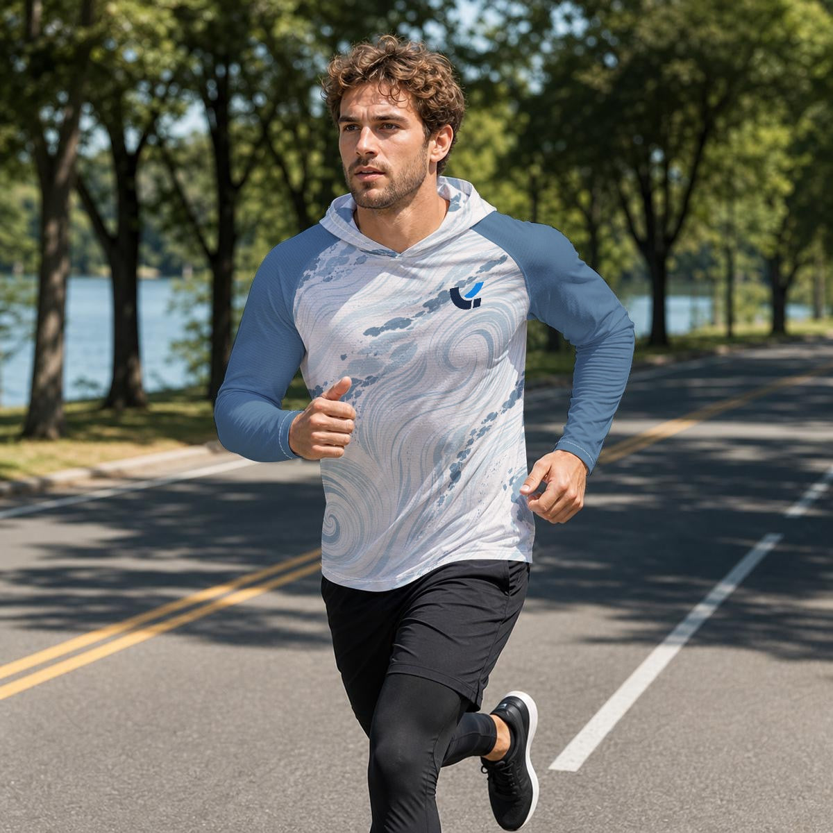 Running Hooded Top – Mist Contour