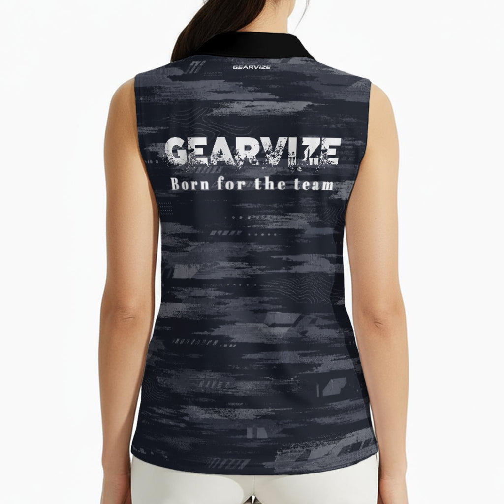 Running Sleeveless Polo – Midnight Brushstroke