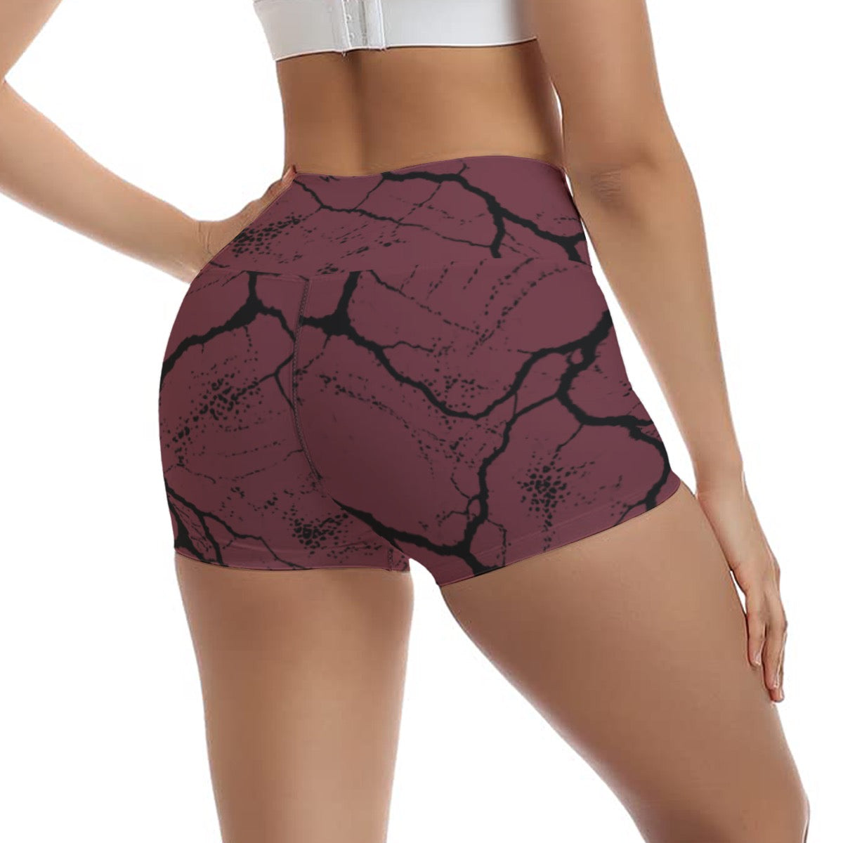 Yoga Ultra-Shorts – Burgundy Topographic