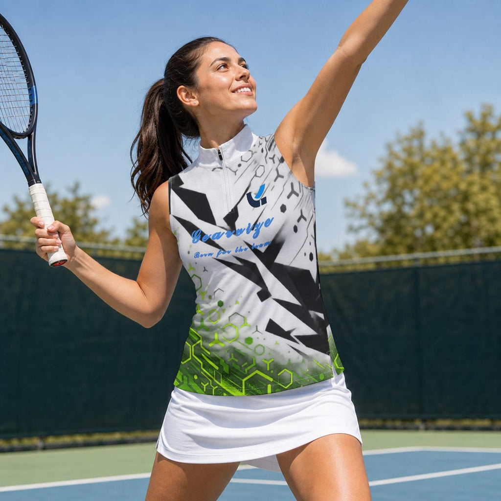 Badminton Sleeveless Polo – Lime Fragments