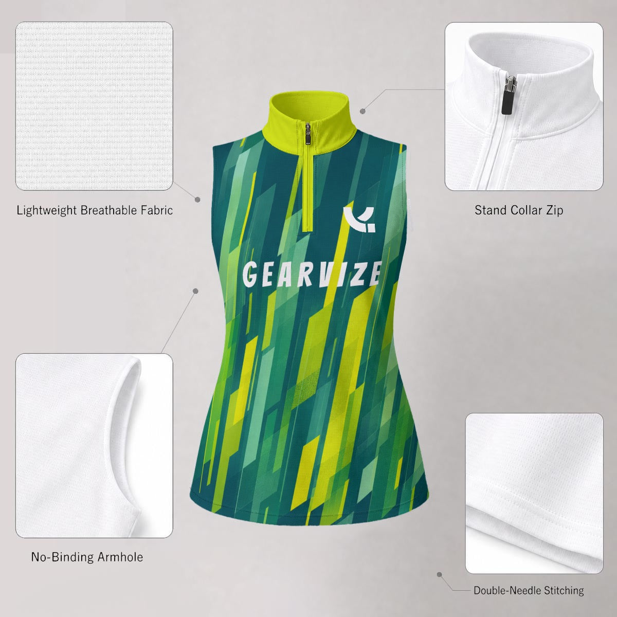 Tennis Sleeveless Polo – Lime Streak