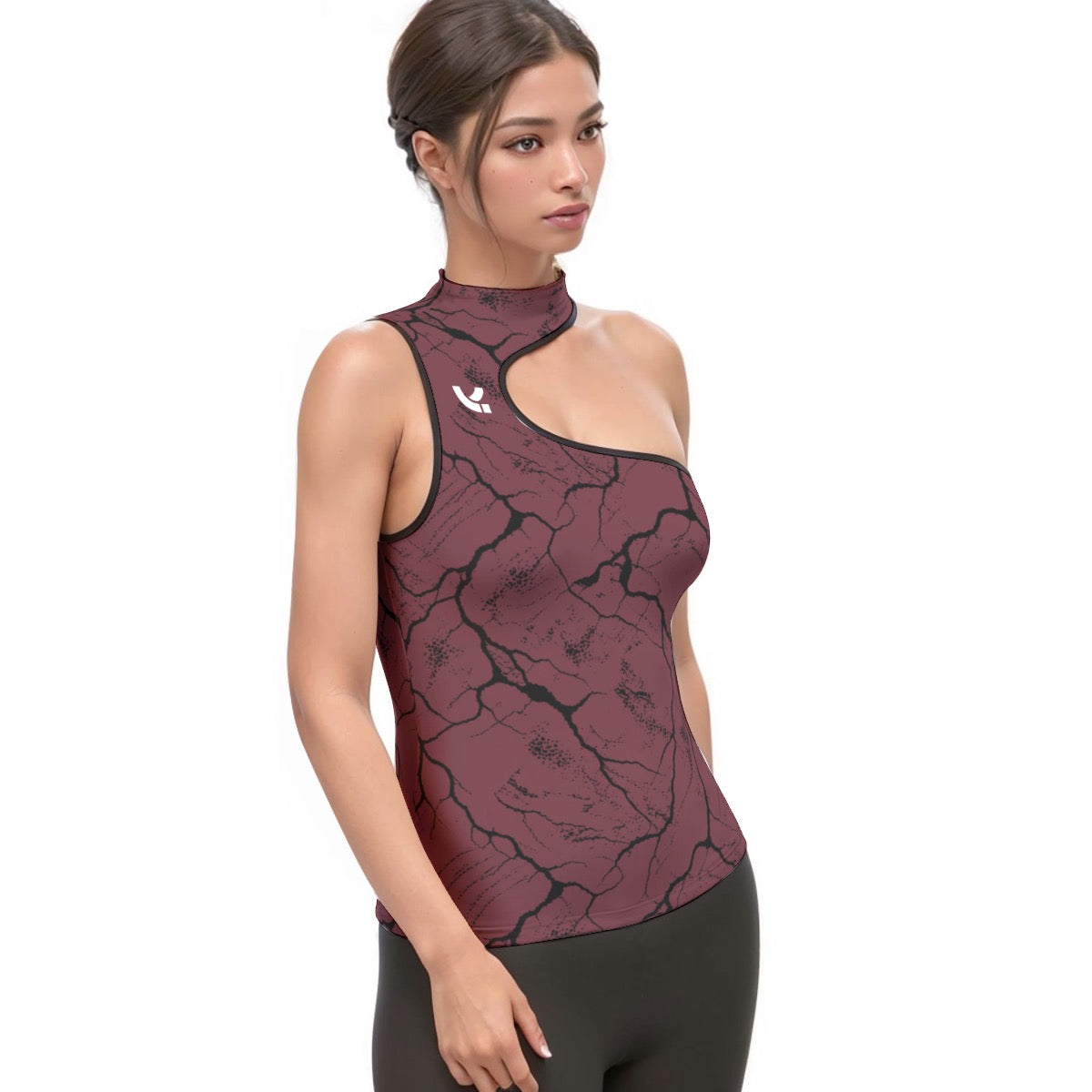 Yoga Halter Tank – Burgundy Topographic
