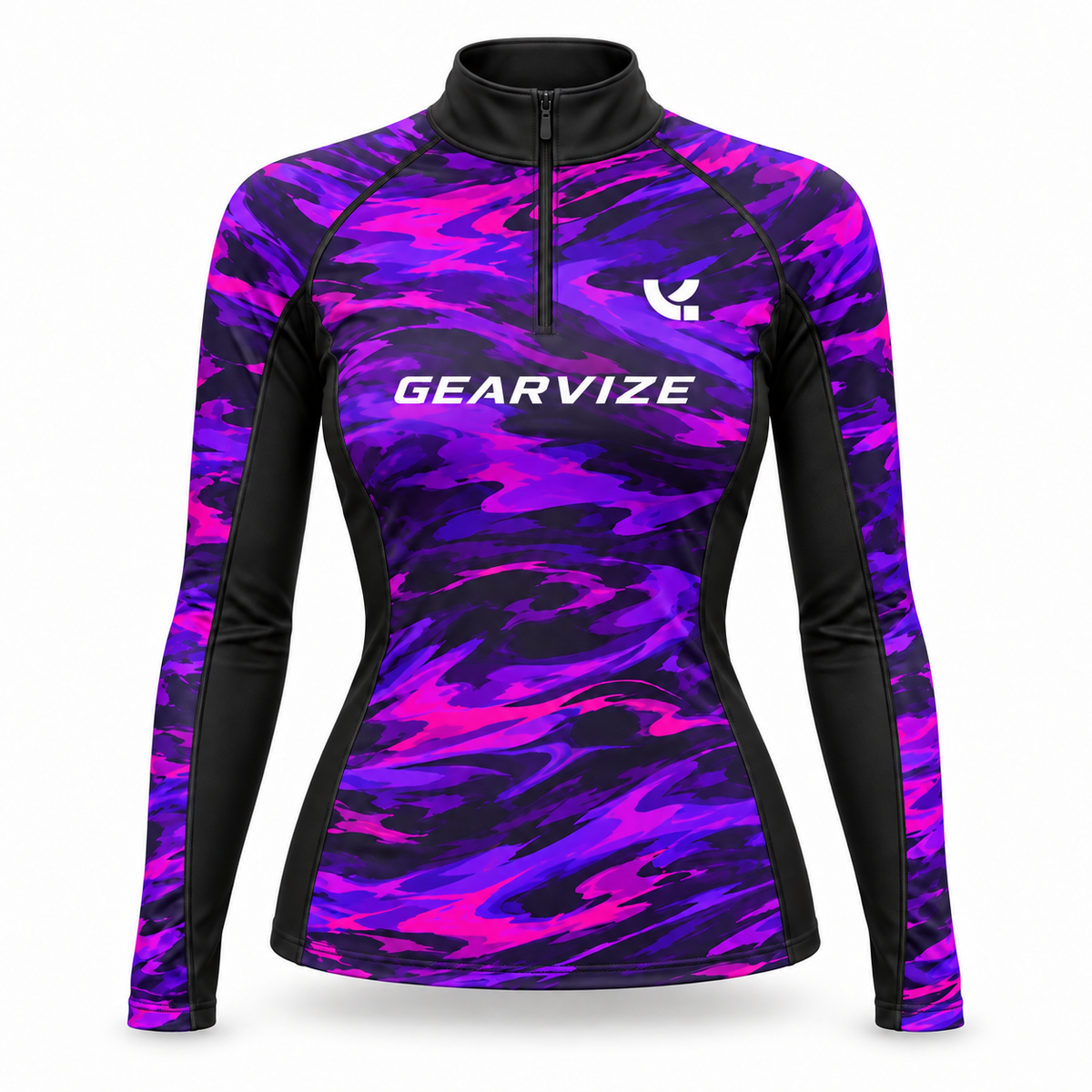 Tennis Stand-Collar Top – Violet Camo