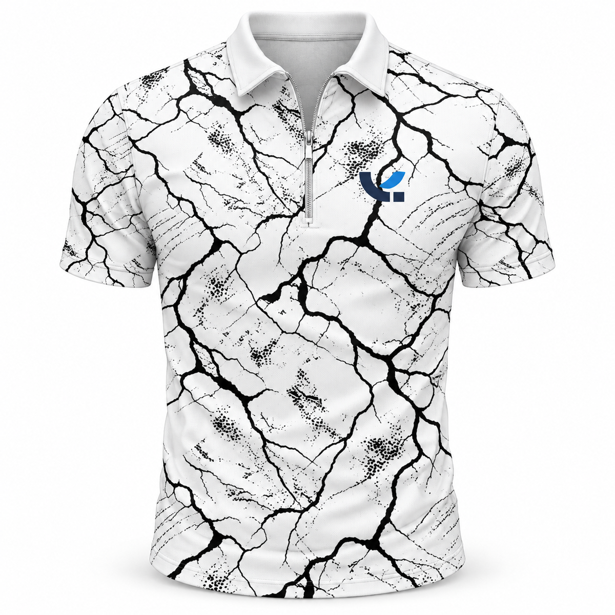 Active Half-Zip Polo – Monochrome Crackle