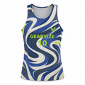 Men's Sports Vest - Blue Wave, front 3D view on white background