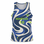 Men's Sports Vest - Blue Wave, front 3D view on white background