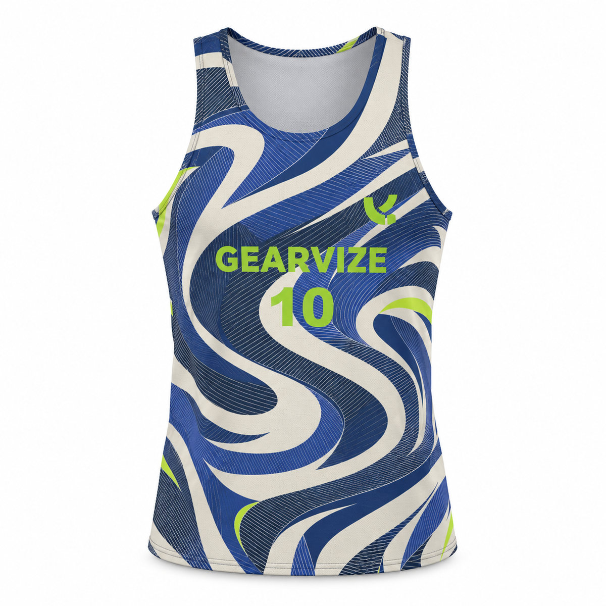 Men's Sports Vest - Blue Wave, front 3D view on white background