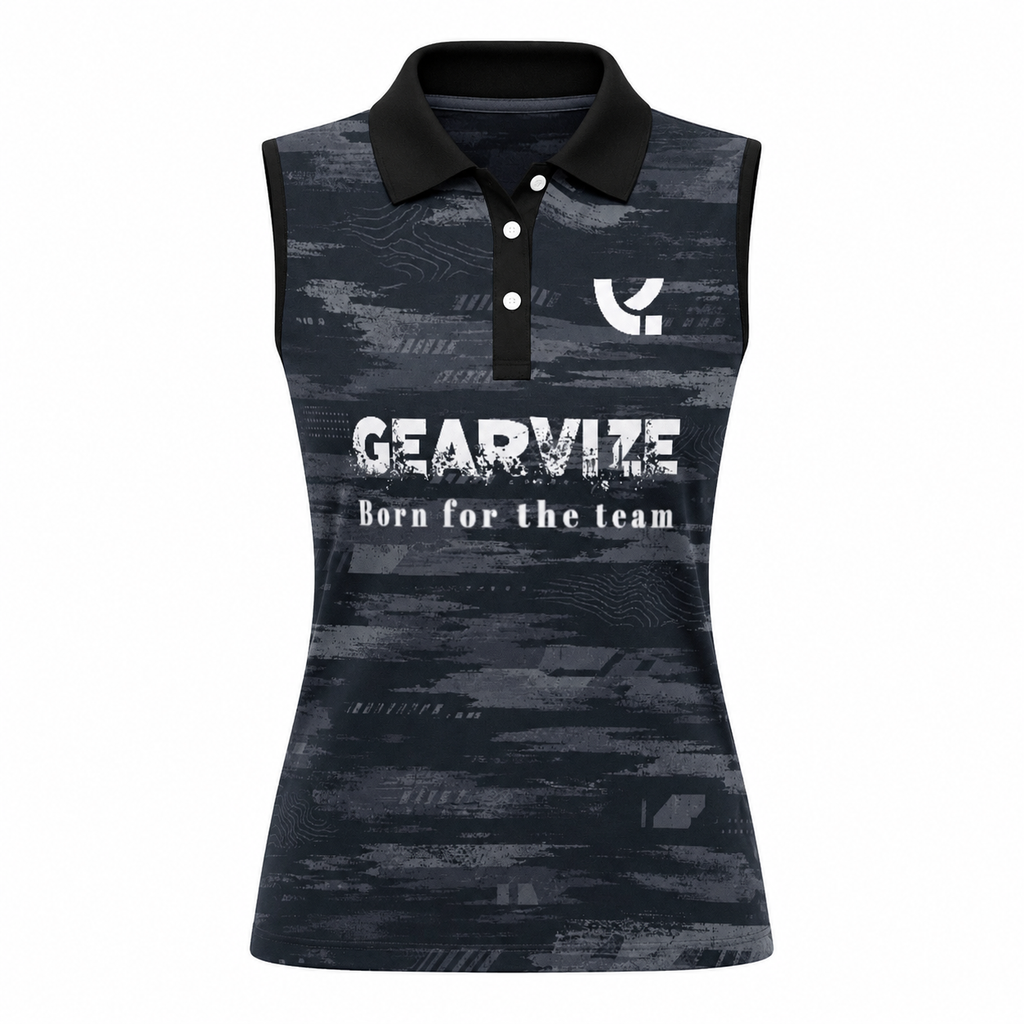 Running Sleeveless Polo – Midnight Brushstroke